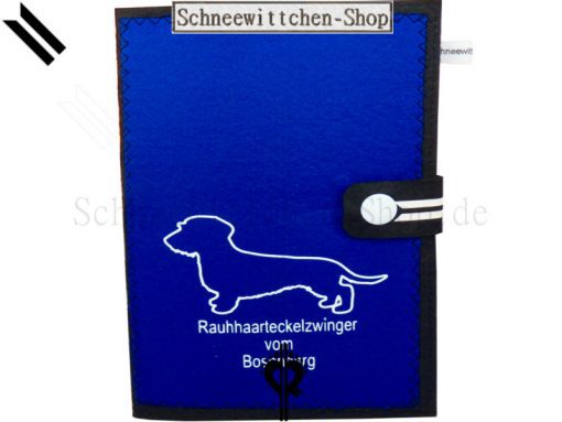 ZÜCHTER EU-Heimtierausweise für Rauhaarteckel | Hundepasshüllen mit ihrem ZÜCHTER LOGO | blau