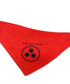 Hundehalstuch Mit Name oder Motiv bedruckt, Kopftuch Hundehalsband Ich Bin Blind aus Polyester in Rot