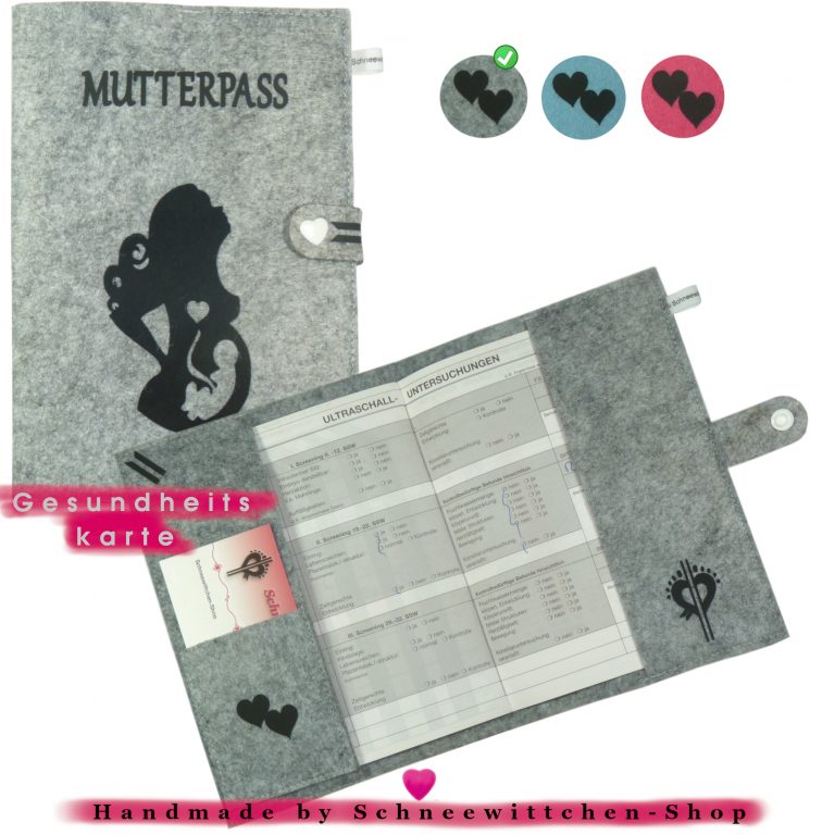 Mutterpasshülle Aus Filz Mit Holzperlen | Schutzhülle Für Deutschen Mutterpass | Geschenk Für Schwangere