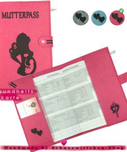 Classic Mutterpasshülle aus Filz für den deutschen Mutterpass mit Herz Tasche für das Ultraschallbild